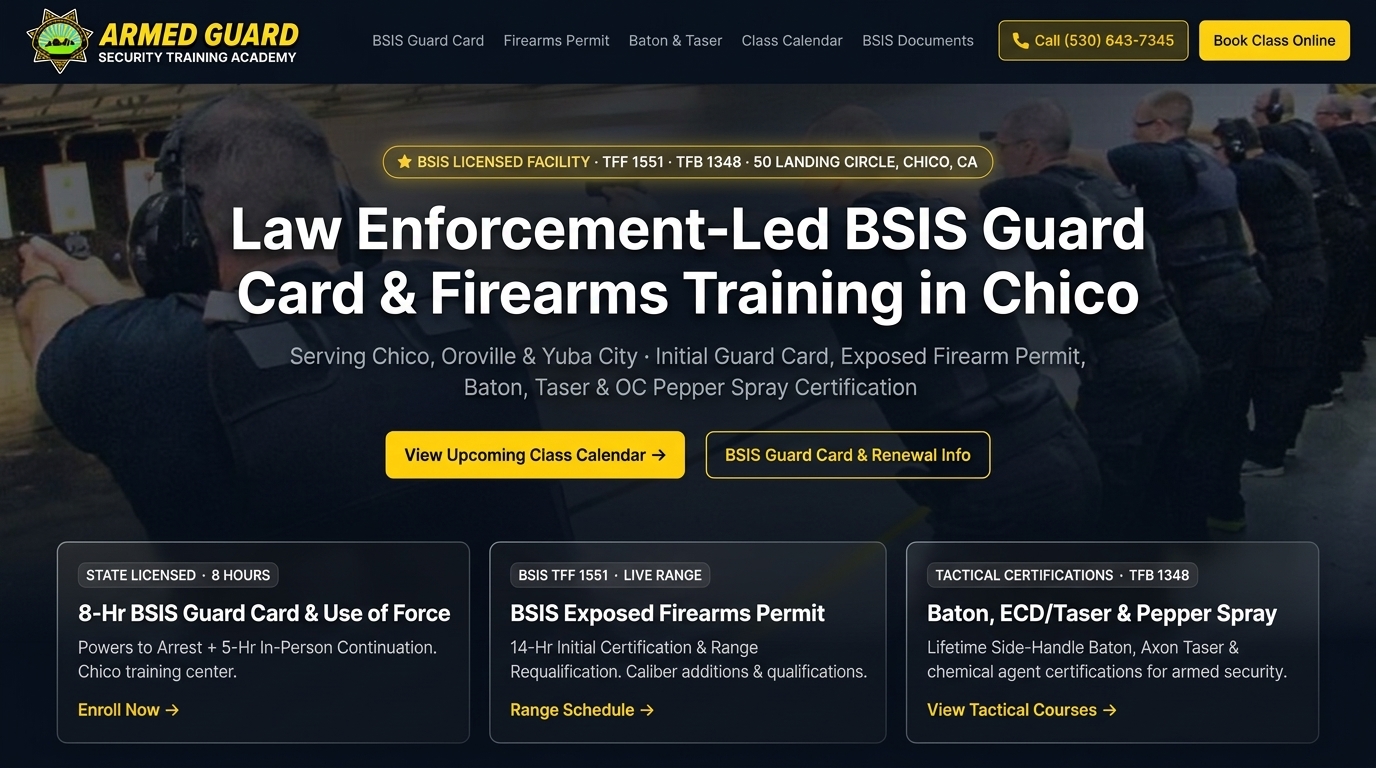 Proposed Armed Guard Security Training Academy, Inc. homepage preview
